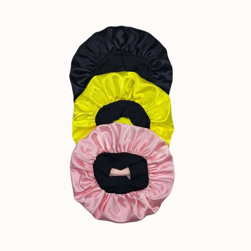 Satin Bonnet PK 9-Black/Yellow/Light Pink
